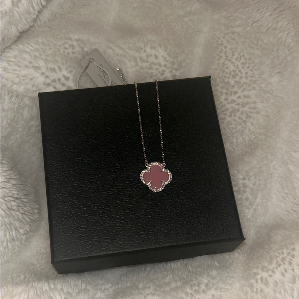 Sterling silver Pink Clover Pendant Necklace